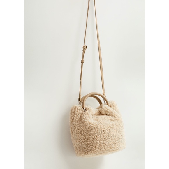 mango shearling clutch